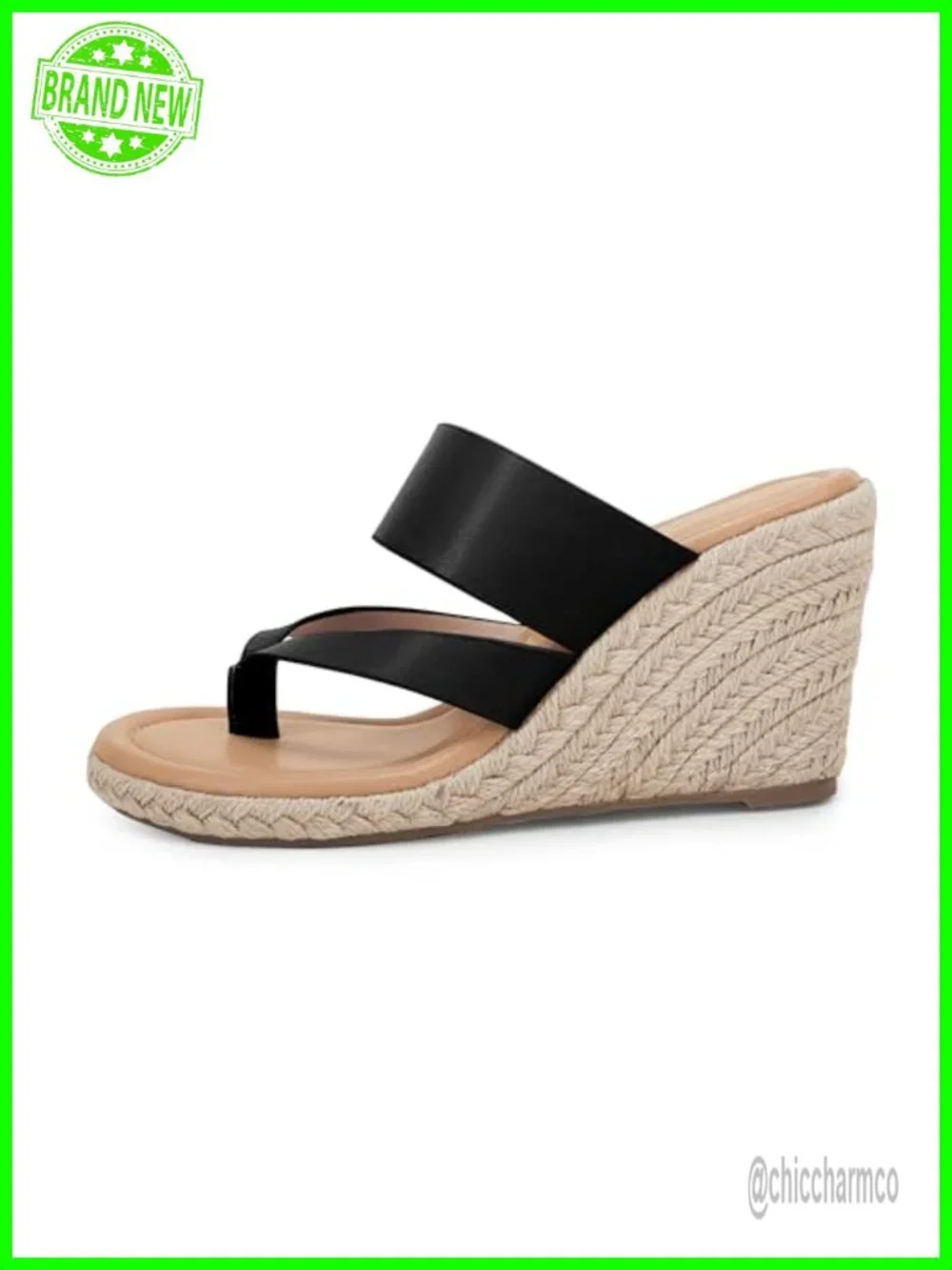 Women's Espadrille Wedge Sandals Platform Thong Leather Strap Slides